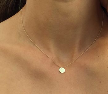 Simple Solid Gold Disc Necklace, 5 of 8