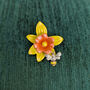 Yellow Daffodil Flower Brooch, Silver Plated, thumbnail 1 of 4