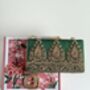 Amarna | Green Antique Gold Dabka Zardozi Clutch, thumbnail 4 of 8