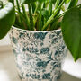 Set Of Two Teal Floral Plant Pots, thumbnail 4 of 5