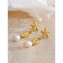 Cannes D'or Gold Pearl Vintage Sea Dangle Earrings, thumbnail 2 of 4