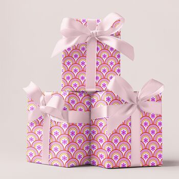 Cosmos Pink Flower Gift Wrap Set, 6 of 6
