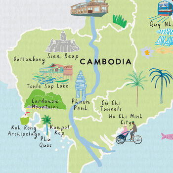 Map Of Vietnam, Cambodia And Laos Art Print, 7 of 7