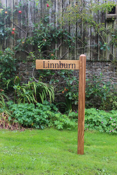 Directional Engraved Oak House Sign Post| Personalised, 3 of 7