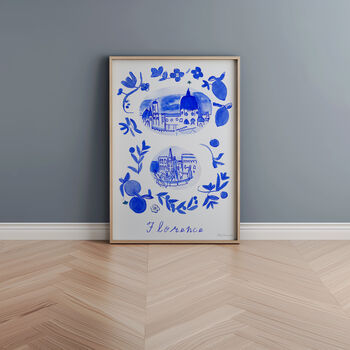 Scenes Of Florence, Italy Blue Tile Inspired Travel Print, 2 of 12