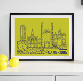 Cambridge Skyline Typography Print Personalised, 5 of 8