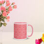 Heart Pattern Pink Background Ceramic Mug, thumbnail 3 of 3