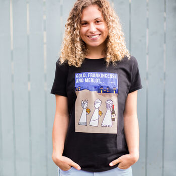 Three Wise Men Funny Wine Christmas T Shirt, 6 of 6