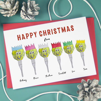 Personalised Brussels Sprout Family Christmas Cards, 2 of 5
