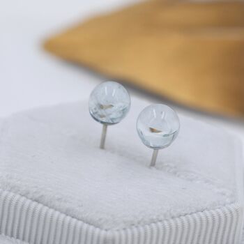 Genuine Aquamarine Crystal Ball Stud Earrings, 4 of 11