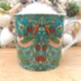Set Of Six Palace Mugs In William Morris Teal Strawberry Thief Design, thumbnail 6 of 12