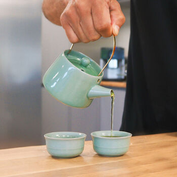 Jade Herbal Tea Set With Teapot And Two Tea Cups, 3 of 4