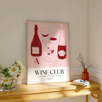 Wine Club Print Drink Wall Art, 5 of 7