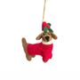 Handmade Felt Christmas Sausage Dog Hanging Decoration, thumbnail 2 of 2
