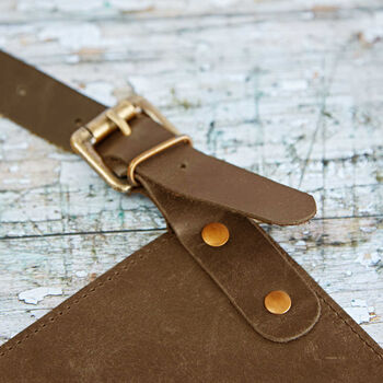 Personalised Buffalo Leather Apron With Pockets, 5 of 7
