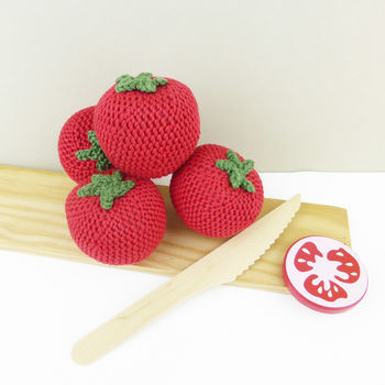 Tomato Soft Toy Crochet Fruit, 3 of 8