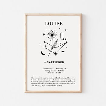 She Is Capricorn Personalised Zodiac Print, 2 of 4