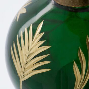 Set Of Four Green And Gold Leaf Baubles, 2 of 4