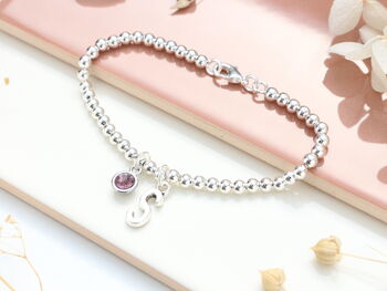 Personalised Initial And Birthstone Charm Bracelet, 3 of 10