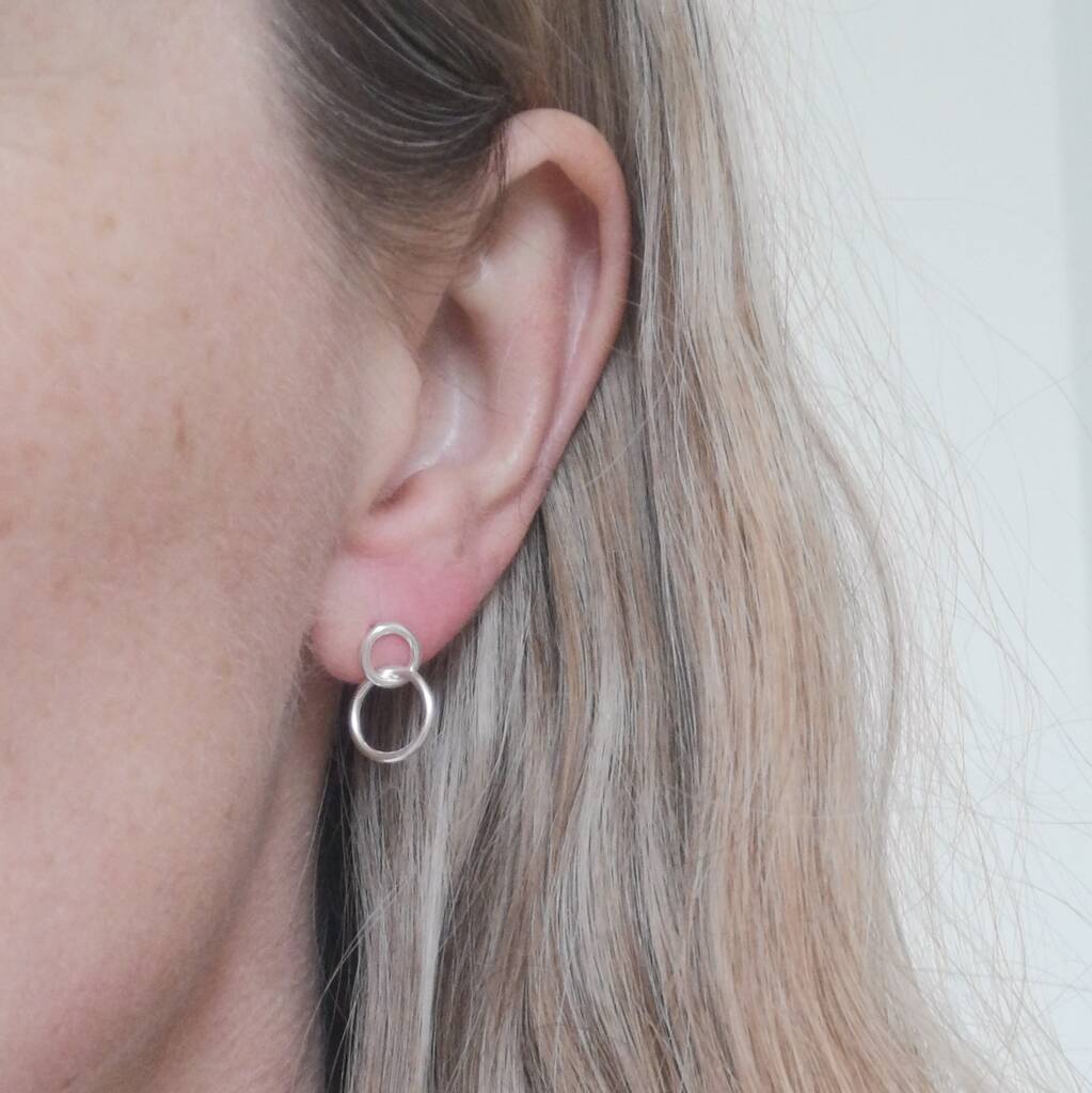 Sterling Silver Mother And Daughter Circle Earrings, 1 of 8