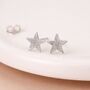 Sterling Silver Textured Star Stud Earrings – 8mm, thumbnail 1 of 10