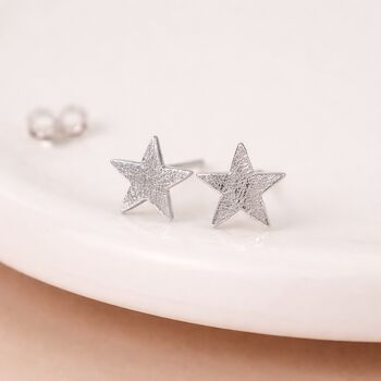 Sterling Silver Textured Star Stud Earrings – 8mm, 2 of 10