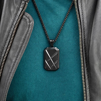 Personalised Men’s Contemporary Black Dog Tag Necklace, 11 of 12