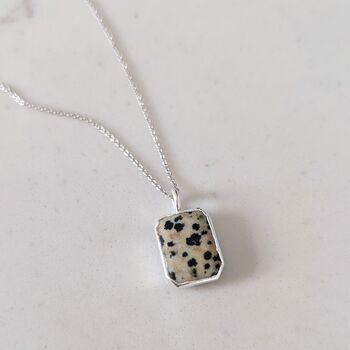 The Rectangle Dalmatian Jasper Necklace, Silver, 3 of 9