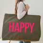 Happy Oversized Tote Bag Olive Green, thumbnail 7 of 7