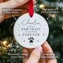 Pet Memorial Ornament Custom Name Paw Print 2025, thumbnail 2 of 7