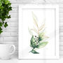 Botanical Leaf Print Set Of Four In Green Gold, thumbnail 3 of 5