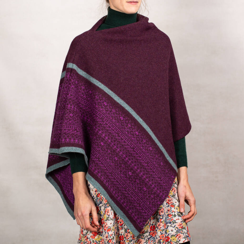 Knitted Fair Isle Poncho By Suzie Lee Knitwear ...