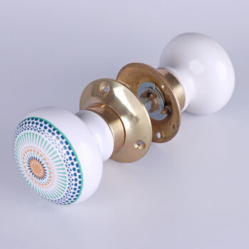 G Decor Positive Energy Aura Set Of Handcrafted Ceramic Porcelain Mortice Door Handles, Internal Turning Knobs For Room Doors, 4 of 5