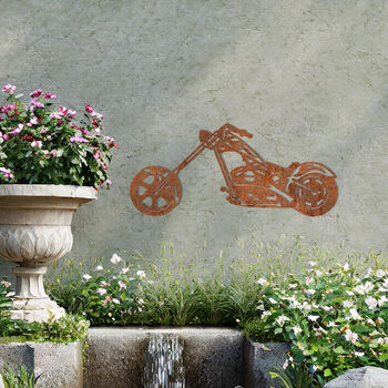 Chopper Motorcycle Metal Wall Art Gift For Garden Decor Enthusiasts, 8 of 10