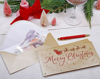 Christmas Money Envelopes With Santa On Sleigh Design For Gift Cards, Concert Tickets And Vouchers, 3 of 3