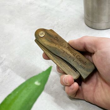 Personalised Wooden Folded Beard Comb For Him, 6 of 6