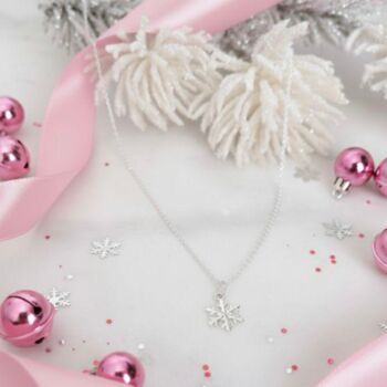 Sterling Silver Christmas Snowflake Charm Necklace, 7 of 8