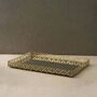 Gold Toned Tray With Cut Out Border And Mirrored Base, thumbnail 1 of 2