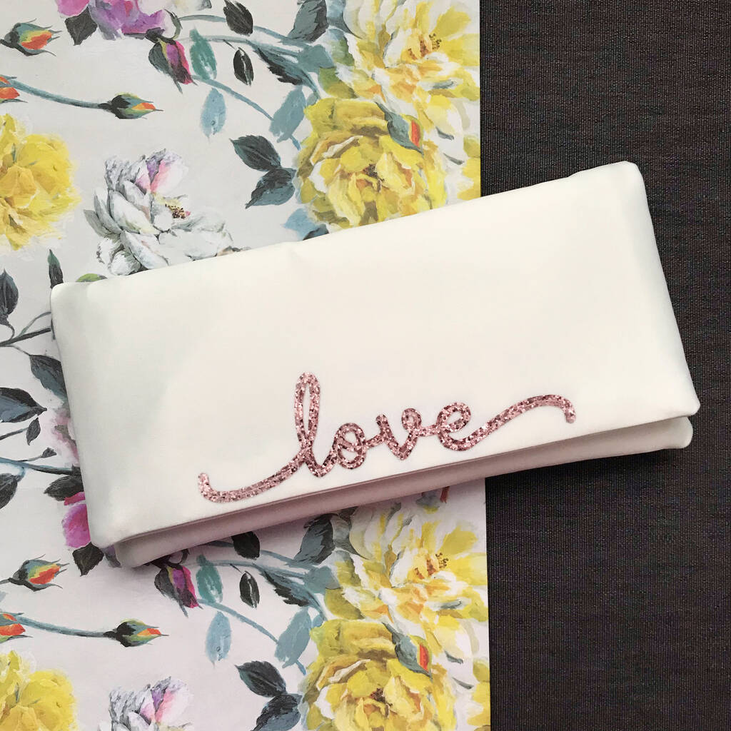 Love Bridal Clutch With Flourish Font, 1 of 5