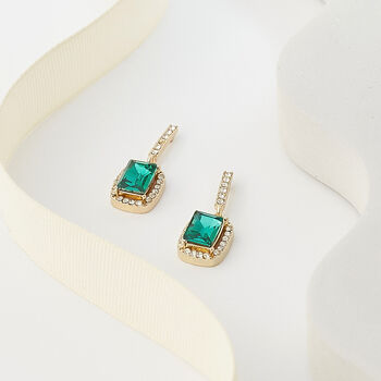 Emerald Green Gemstone Drop Earring, 3 of 3