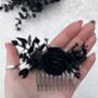 Black Gothic Flower Hair Comb, thumbnail 2 of 4
