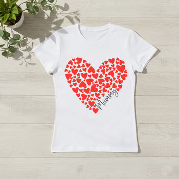 Personalised First Mother's Day Mummy And Me Matching T Shirt And Babygrow Set Hearts, 2 of 3