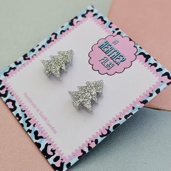 Christmas Tree Glitter Stud Earrings *More Colours Available*, 12 of 12