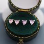 Sterling Silver Tiny Tourmaline Pink Cz Heart Stud Earrings, thumbnail 7 of 12