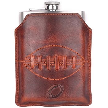 Buffalo Leather Rugby Hip Flask, 2 of 5