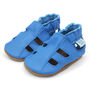 Dotty Fish Bright Blue Soft Leather Baby Sandals With Barefoot Soles, thumbnail 3 of 7