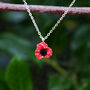 Poppy Red Flower Pendant Necklace, thumbnail 2 of 7