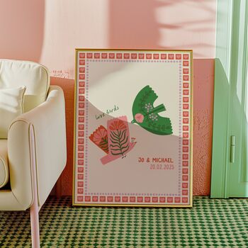 Lovebirds Personalised Wedding Gift Print, 3 of 4
