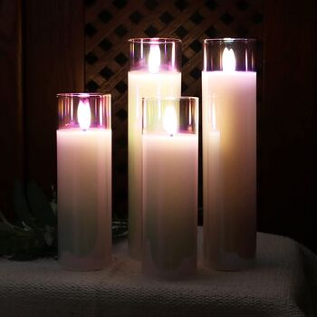 Set Of Four Pearlesent Glass Battery Candles, 6 of 7