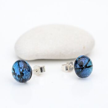 Blue Glass And Sterling Silver Stud Earrings, 6 of 12
